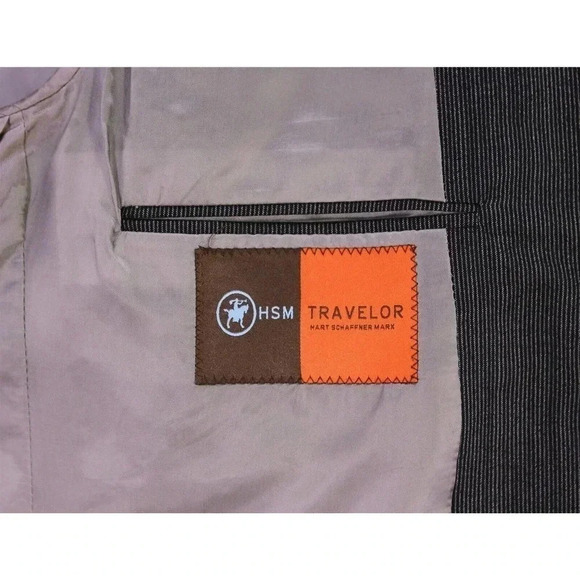 Hart Schaffner Marx Travelor Gray/Black Striped 2-Btn Luxury Wool Suit 42L - Picture 8 of 10